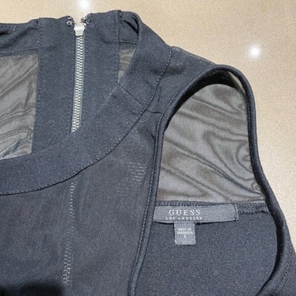 GUESS CROP TOP - BLACK SHEER/SOLID Sleeveless, Zip Up Back, Trendy, Size Small - Picture 13 of 15